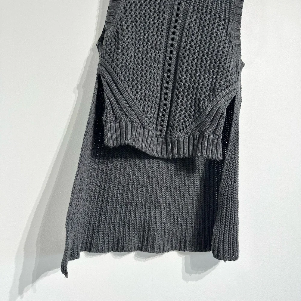 XCVI Chunky Knit Hi Low Cotton Sweater Vest sleeveless grey